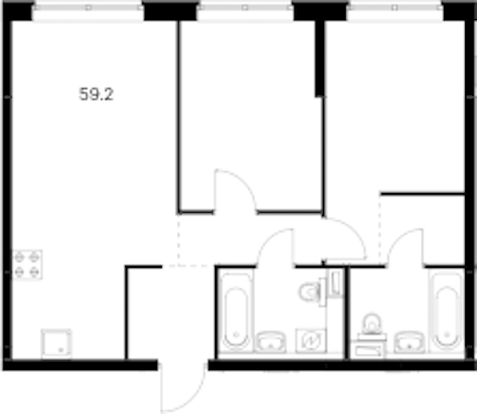2-комнатная квартира 59.2 м², 10/12 эт., ЖК «Шкиперский 19»
